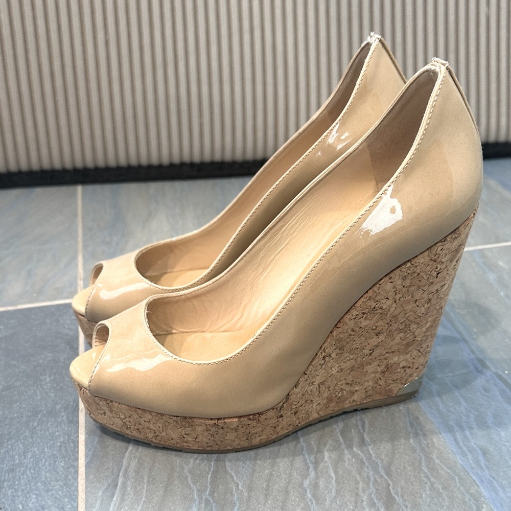 Jimmy Choo peep toe wedges 36.5